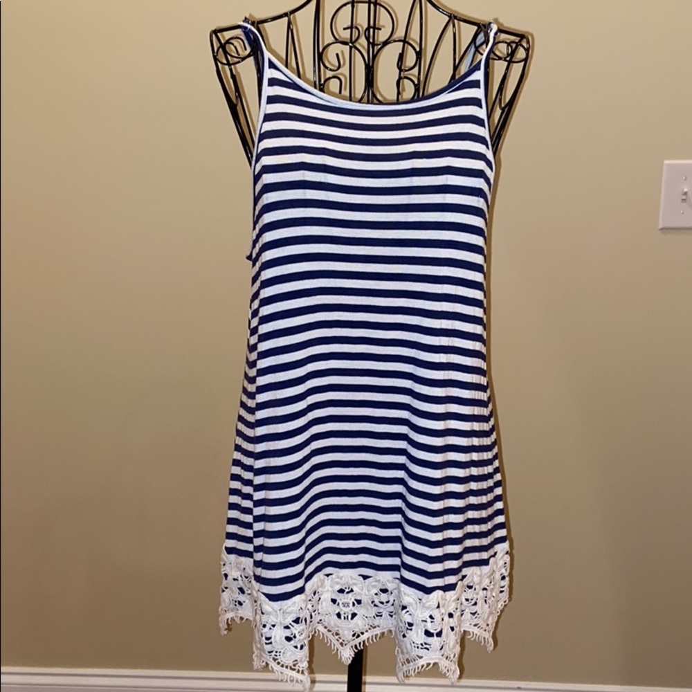 Striped Tank with Lace hem